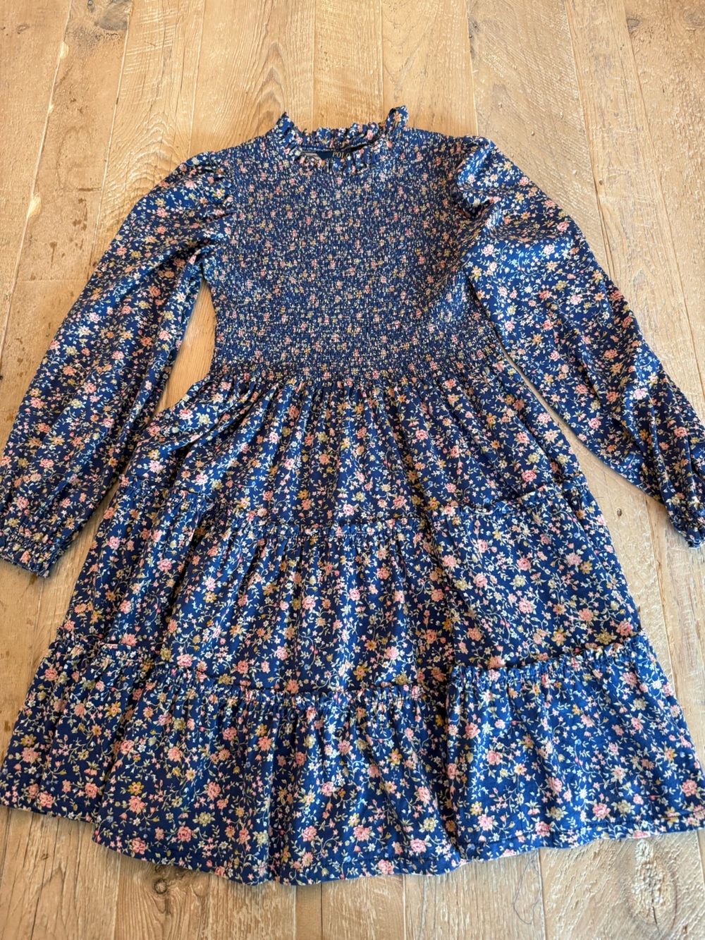 Polo by Ralph Lauren Girls' Navy Floral Smocked Dress 14-16 Could be women’s XS